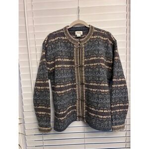 Cambridge Dry Goods Cardigan  Wool Blue Fair Isle Nordic Heritage Cottagecore